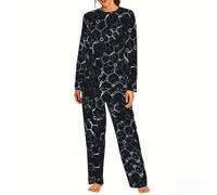 Czqdp Conjunto de Pijama de Dos Piezas para Mujer con Bolsillos, camisón, símbolos de química química.,One Size,S
