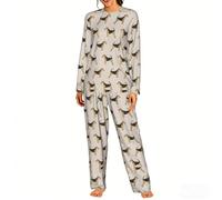 Czqdp Conjunto de Pijama de Dos Piezas para Mujer con Bolsillos, camisón y Estampado de Perro Airedale Terrier.,One Size,3XL