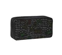 Czqdp Estuche de lápices Sencillo y Espacioso, de poliéster, con Cremallera, Color Negro, con símbolos matemáticos y fórmulas matemáticas.
