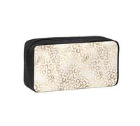 Czqdp Estuche para lápices Sencillo y Espacioso, de poliéster, con Cremallera, Elegante diseño de Leopardo y Guepardo, Color Dorado y Blanco.
