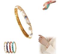 CZTICLE Cloisonne Enamel Lymphatic Magnetic Therapy Gold Bracelet, Magnetic Therapy Pave Bracelet - CZTICLE Prostapower Magnetic Copper Band,Lymphatic Drainage Slimming Magnetic Bracelet (White)