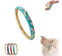 CZTICLE Cloisonne Enamel Lymphatic Magnetic Therapy Gold Bracelet, Magnetic Therapy Pave Bracelet - CZTICLE Prostapower Magnetic Copper Band,Lymphatic Drainage Slimming Magnetic Bracelet (Sky Blue)