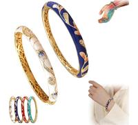 CZTICLE Cloisonne - Pulsera de oro de terapia magnética linfática esmaltada, pulsera de pavé de terapia magnética, banda de cobre magnética Prostapower, destapa el torrente sanguíneo y los ganglios