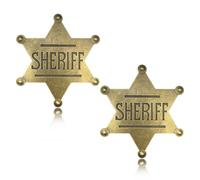 CZXCV 2 broches de estrella de sheriff, diseño vintage con hexagrama, alfileres de aleación, para coleccionistas, cumplimiento de la ley, cumpleaños, aniversario