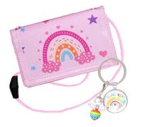 CZXCV Monedero infantil con llavero para niñas, regalo 5, 6, 7, 8, 9 años, cumpleaños, comienzo escolar (arcoíris)