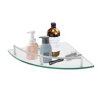 czyuRachel Estantería esquinera triangular de cristal, 23,5 x 23,5 x 4 cm, para baño, 6 mm de grosor, transparente hasta 4 kg, con barandilla para usar en champú, crema facial, cosméticos