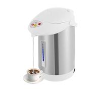 Czyurachel Hervidor de agua de acero inoxidable, 750 W, 3 L, 3 métodos de suministro de agua, neumático, pulsador y sensor, temperatura constante de 90 °C, color plateado y blanco