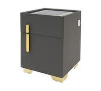 czyuRachel Mesita de noche LED con puertos de carga y altavoz Bluetooth, mesita de noche con base de carga inteligente, caja fuerte de acero incorporada, mesita de noche para dormitorio, salón, gris