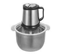 Czyurachel Picadora de carne eléctrica, 5 L, 220 V, 800 W, 3 velocidades de lijado, 4 hojas, procesador de alimentos, acero inoxidable, picadora de verduras, color negro y plateado