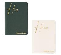 Czzmy 2 libros de votos de boda, cuaderno para él y ella, regalo de boda, lámina de oro, 12 páginas (2 verdes, blanco)