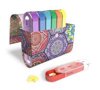 Czzmy 7 Días 28 Compartimentos Píldora,Semanal con estuche de cuero PU para viajes,Diario-Resistencia a la humedad(1-Hexagon Bohemia)