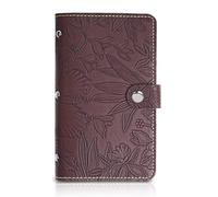 Czzmy Cartera de piel sintética para 96 tarjetas, ideal para oficina y práctica, libro de tarjetas de visita, tarjetas de cliente, tarjetas de crédito, 1-carved Dark Brown, 1-Packung