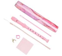 Czzmy Flauta de pico soprano, con bolsa de piel sintética, varilla de limpieza y mesa de dedos,Paños de limpieza, trampas de mano, soportes, titulares(6-Pink Spray de tinta)