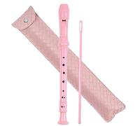 Czzmy Instrumento de grabación para adultos principiantes, flauta de música soprano de 8 agujeros con varilla de limpieza y funda de cuero para entretenimiento en el hogar (2 tejidos rosados)