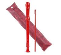 Czzmy Instrumento de grabación para adultos principiantes, flauta de música soprano de 8 agujeros con varilla de limpieza y funda de cuero para entretenimiento en el hogar (2 tallados rojo oscuro)