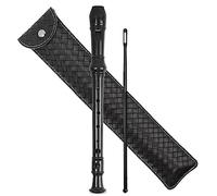 Czzmy Instrumento de grabación para adultos principiantes, flauta de música soprano de 8 agujeros con varilla de limpieza y funda de cuero para entretenimiento en el hogar (2 tejidos negros)