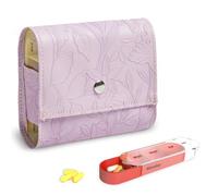 Czzmy Pastillero para 7 días, 4 compartimentos, pastillero 4 veces al día, con bolsillo de piel sintética y tarjeta de nombre, caja para medicamentos para píldoras de vitamina aceite de pescado para