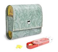 Czzmy Pastillero para 7 días, 4 compartimentos, pastillero 4 veces al día, con bolsillo de piel sintética y tarjeta de nombre, caja para medicamentos para píldoras de vitamina aceite de pescado para