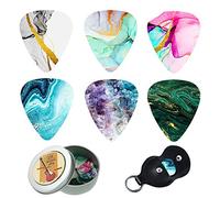 Czzmy Púas para Guitarra con Caja de Regalo,Accesorios de Guitarra, 12 Piezas, Púas de Celuloide para Guitarras Eléctricas, Acústicas, Bajo o Ukelele, 0.71mm(12-Arenas movedizas salpican tinta)