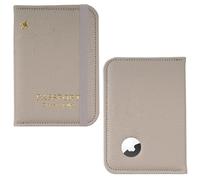 Czzmy Soporte para pasaporte con ranura para Airtag, cartera para pasaporte Airtag para hombres y mujeres, funda delgada de cuero para pasaporte, funda familiar para viajes, antipérdida, 1 lichee gris