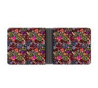 CZZYH Cartera para hombre, billetera plegable de piel sintética para hombre, cartera de hockey sobre hielo de dibujos animados, Flores Coloridas Paz