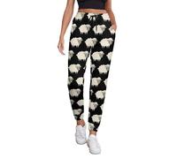 CZZYH Pantalones deportivos para mujer con bolsillos, diseño de ovejas de dibujos animados para mujer, Oveja linda de dibujos animados, L