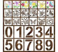 D-049 22pcs Plantillas para Textiles y Decoración de Pared - Letras, Pintura Digital, Plantilla de Pintura Mariposa para Buzones y Señales de Puerta