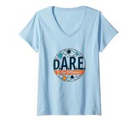 D.A.R.E. To Be Different - Arte Gráfico Inspirador Camiseta Cuello V, Mujer, Azul Bebé, L