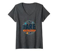 D.A.R.E. To Be Different - Arte Gráfico Inspirador Camiseta Cuello V, Mujer, Jaspeado Oscuro, L