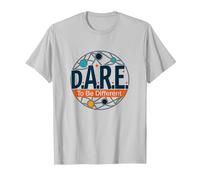 D.A.R.E. To Be Different - Arte Gráfico Inspirador Camiseta, Hombre, Plata, L