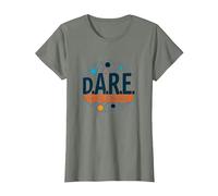 D.A.R.E. To Be Different - Arte Gráfico Inspirador Camiseta, Mujer, Verde Militar Jaspeado, M