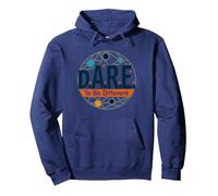 D.A.R.E. To Be Different - Arte Gráfico Inspirador Sudadera con Capucha, Unisex para Adultos, Azul Marino, L