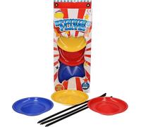 D.A.Y. Republic Juego de 3 platos giratorios con palos, clásico truco de circo, gran juego de malabares para niños y adultos, juego de 3