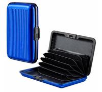 D.A.Y. Republic Soporte para tarjetas de crédito con bloqueo RFID, protector de tarjetas, aluminio, funda para tarjetas de visita para mujeres u hombres, organizador de identificación de metal con 6