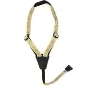 D’Addario. Correas de tipo estribo - Correas para ukelele con gancho de caucho - Correa para ukelele sin agujero. Paisley, amarillo/morado