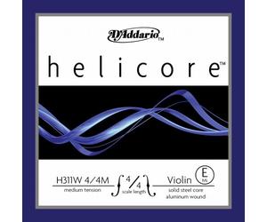 D´Addario Helicore Violin E String, Aluminum Wound,4/4 Scale,Medium Tension, Bulk 10 - Pack,H311W