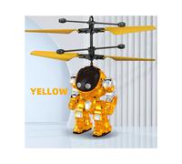 (D-Amarillo) Robot volador Mech Warrior con detección inteligente, suspensión luminiscente y detección