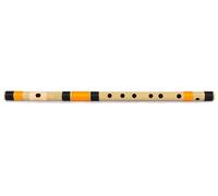 D - Bansuri medio natural para diestros | Negro y naranja | Sintonizado con Tanpura A = 440 Hz | Flauta de PVC + lecciones de flauta hindi e inglés