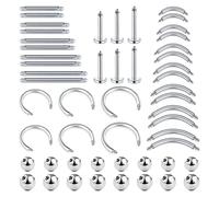 D.Bella 14G 16G 18G Barra Piercing Sticks Set Tragus Cartílago Helix Pendientes Lengua Pezón Barbells Reemplazo Bolas de Labret Corto Anillos de Labret 4-20mm Medusa Conch Piercing Joyería