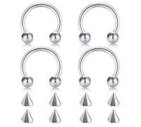 D.Bella 14G Acero Quirúrgico Septum Aro de Herradura Ceja Labio Ombligo Vientre Anillo de Perforación del Pezón 8Mm Helix Tragus Daith Rook Pendientes Con Picos de Repuesto
