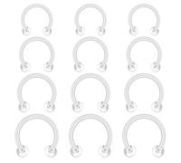 D.Bella 16G Clear Horseshoe Retainer Nose Lip Plastic Septum Helix Tragus Ring Bioflex Acrylic Rook Daith Piercing Retainer Plastic Horseshoe Barbell for Work School 6 mm-12 mm, 6/8/10/12mm, Plástico