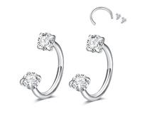 D.Bella - Anillo de nariz de herradura septum Ring 316L acero inoxidable CZ Labret labio ceja Helix Daith Piercing para mujeres y hombres, 8 mm de diamètre x 1.0 mm d'épaisseur, Acero inoxidable