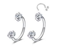 D.Bella Anillos de nariz de herradura Anillos de septo de acero inoxidable 316L Anillos de nariz con circonita cúbica Anillos de herradura para septo, labio, labret, ceja, hélice, daith, pendientes de