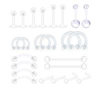 D.Bella Piercing Retenedor Clear Bioflex Plastic 14G 16G 20G Nose Tongue Ceja Tragus Ombligo Vientre