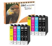 D&C Juego de 10 cartuchos de tinta compatibles con Epson T-611 T-612 T-613 T-614 para Stylus D-68 D-68 D-88 D-88 DX-3800 DX-3850 DX-3850 DX-4200 DX-4250 DX-4800 DX-4800 DX-48800 DX-48850 DX-4850 50 DX