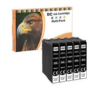 D&C T1295 Cartuchos de Tinta compatibles para Epson 129XL T1291 Black para Workforce WF-3520 WF-3540 WF-7525 WF-7515 Stylus SX-235W SX-425W SX-440W SX-445W SX-535W Office BX-630 (5 Negro)