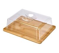 D,casa - Bandeja Bambu Queso Quesera Aperitivos para Servir con Tapa metacrilato 26x20x7,3cm (Rectangular)