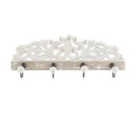 D,casa Perchero de Pared Mango Madera Tallado Metal 4 colgadores