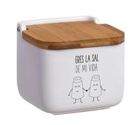 D,casa - Salero de Cocina de Cerámica con Tapa de Madera Diseños Originales ECHALE Sal A TU Dia… - Eres La Sal de Mi Vida
