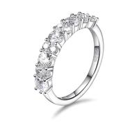 D Color VVS1 Clarity Moissanite - Anillos de eternidad para mujer, plata de ley 925 maciza, acabado de rodio, anillo apilable, boda, cumpleaños, San Valentín, aniversario, día de la madre, regalo